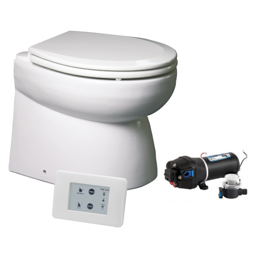 Johnson Pump Aquat Silent Premium-Electric Toilette, Niedriges, Gerades Modell, 24v/10a, 385x365x455mm - 66804723302 - 66804723302