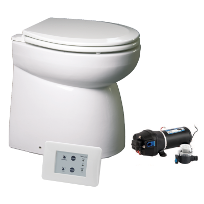 Johnson Pump Aquat Silent Premium-Electric Toilette, Standard Modell, Gerade, 12v/16a, 455x365x455mm - 66804723501 - 66804723501