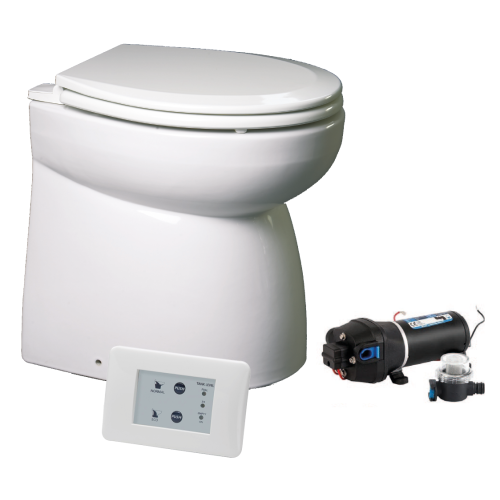 Johnson Pump Aquat Silent Premium-Electric Toilette, Standard Modell, Gerade, 12v/16a, 455x365x455mm - 66804723501 - 66804723501