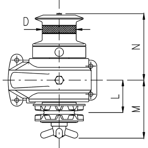 Lofrans Windlasses Handankerwinde Horizontal, Modell 'Royal', 8mm, Mit Spillkopf - 70208 02 72dpi - 70208
