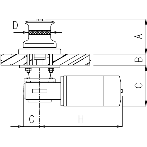 Capstan Vertikal, Modell 'T1000', 12v, 1500w - 71715 01 72dpi - 71730