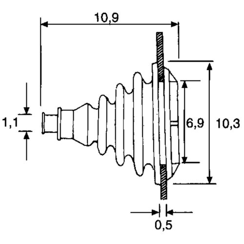 Kabeldurchf&uuml;hrung/Balge Ohne Montagering, Bohrloch &Oslash;70mm, H=109mm, Grau - 9001066g 2 - 9001066/G
