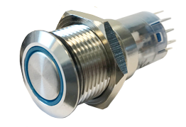 Niro Ring Led Druckschalter, (On)/Off, 24v, Bohrloch &Oslash;22mm, Einbautiefe 40mm, Blau Led - 9025268 - 9025268