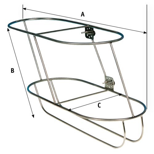 Niro Fenderkorb, Schr&auml;ges Modell F&uuml;r 2 Fender (Links), A=650mm, B=330mm (Comet 4) (&Oslash;25mm Befestigungsb&uuml;gel) - 9048740l 2 - 9048740L
