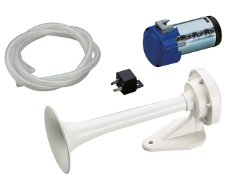 Abs-Signalhorn Mit Kompressor, Wei&szlig;, L=250mm, 24v (116db(A)-420hz) Elektropneumatisch - 905063 1 - 905063