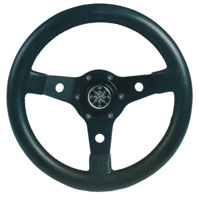 3-Speichen Steuerrad 'Delfino' Schwarz Aluminium mit schwarzem Vinyl Griff, &Oslash;340mm, Tiefe 88,7mm - 9062103 3 - 9062103