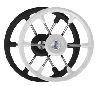 6-Speichen Steuerrad 'Leader Tanegum' Niro mit Wei&szlig;em Polyurethan-Griff, &Oslash;400mm, Tiefe 101,5mm - 9062110w 2 - 9062110/W
