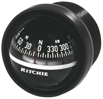 Ritchie Kompass Modell 'Explorer V-57.2', 12V, Armaturenbrettkompass, Rose &Oslash;69,9mm/5&deg;, Schwarz - 9067030 - 9067030