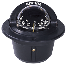 Ritchie Kompass Modell 'Explorer F-50', 12v, Einbaukompass, Rose &Oslash;69,9mm/5&deg;, Schwarz - 9067039 - 9067039