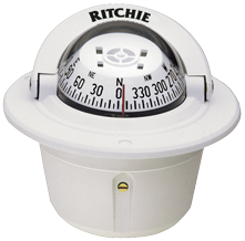 Ritchie Kompass Modell 'Explorer F-50w', 12v, Einbaukompass, Rose &Oslash;69,9mm/5&deg;, Wei&szlig; - 9067040 - 9067040