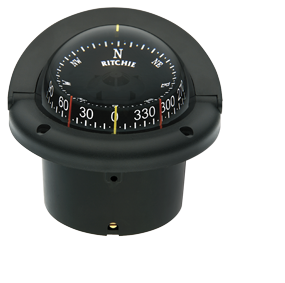 Ritchie Kompass Modell 'Helmsman', Hf-743, 12v, Einbaukompass, Rose &Oslash;95mm/5&deg;, Schwarz - 9067078 - 9067078
