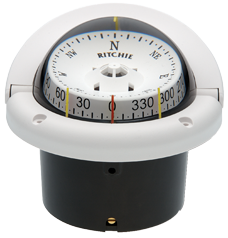 Ritchie Kompass Modell 'Helmsman', Hf-743w, 12v, Einbaukompass, Rose &Oslash;95mm/5&deg;, Wei&szlig; - 9067079 - 9067079