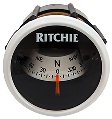 Ritchie Kompass Modell 'Ritchie Sport X-21ww', Armaturenbrettkompass, 12v, Rose Ø50,8mm/5°, Weiß - 9067116 - 9067116