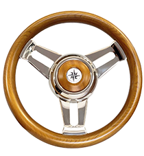 3-Doppelspeichen-Edelstahl-Lenkrad Modell 31 Teak, &Oslash;=350mm - 9068750 - 9068750