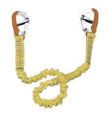 Elastische Sicherheitsleine Mit 2 Niro Karabinerhaken, L=1000-1900mm, Gelb (Ce En1095) - B1402077 - B1402077