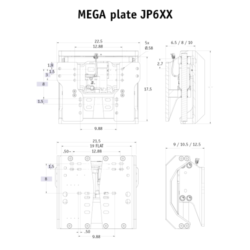 Seastar Elektrohydraulische Mega-Platte 8" Setback, Standardmontage - Jp6080 2 - JP6080