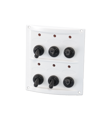 Kunststoff Schalttafel, 12v, 6-Schalter, 15a Sicherungen, Inkl. Labelsatz, Wei&szlig; - L0674064 72dpi - L0674064