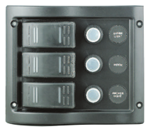 Kunststoff Schalttafel, 12v, 3-Schalter & Led-Indikator, Automatischen Sicherungen (5a, 10a, 15a) - L0680013 72dpi - L0680013