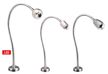 Flexible Led-Kartenleselampe, Messing-Verchromt, 8-30v/1,2w, Led 1x 1w, Warm White, Mit Schalter - L4401324 - L4401325