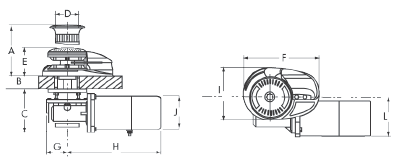Lofrans Windlasses Ankerwinde Vertikal, Modell 'Project X3', 10mm, 12v, 1700w, Ohne Spillkopf - Lofrans x3 dimensions - 72402