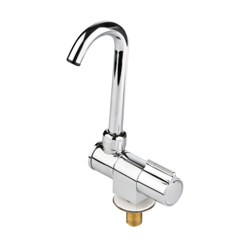 Verchromter Wasserhahn, Drehbar, Auslauf &Oslash;14mm, Anschluss 3/8", 60x140x180mm - N0115130 72dpi - N0115130