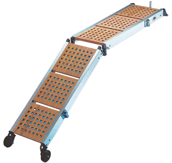 Aluminium Gangway Mit R&auml;dern & H&ouml;lzerner Lauffl&auml;che, 2-Teilig, 260x36cm - S2937210 72dpi 1 - S6153260